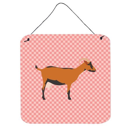 MICASA Oberhasli Goat Pink Check Wall or Door Hanging Prints6 x 6 in. MI234165